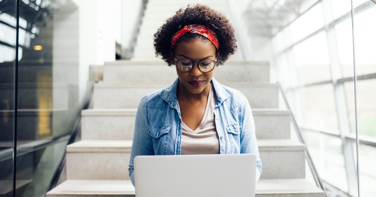 african american woman working at office