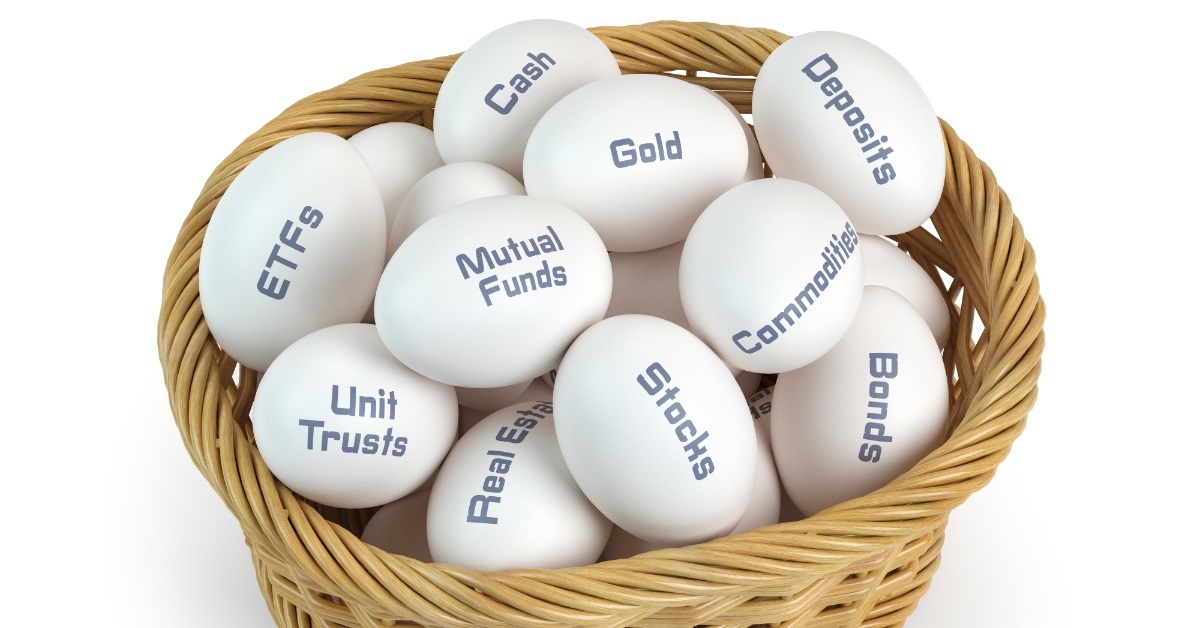 asset allocation concept on eggs 