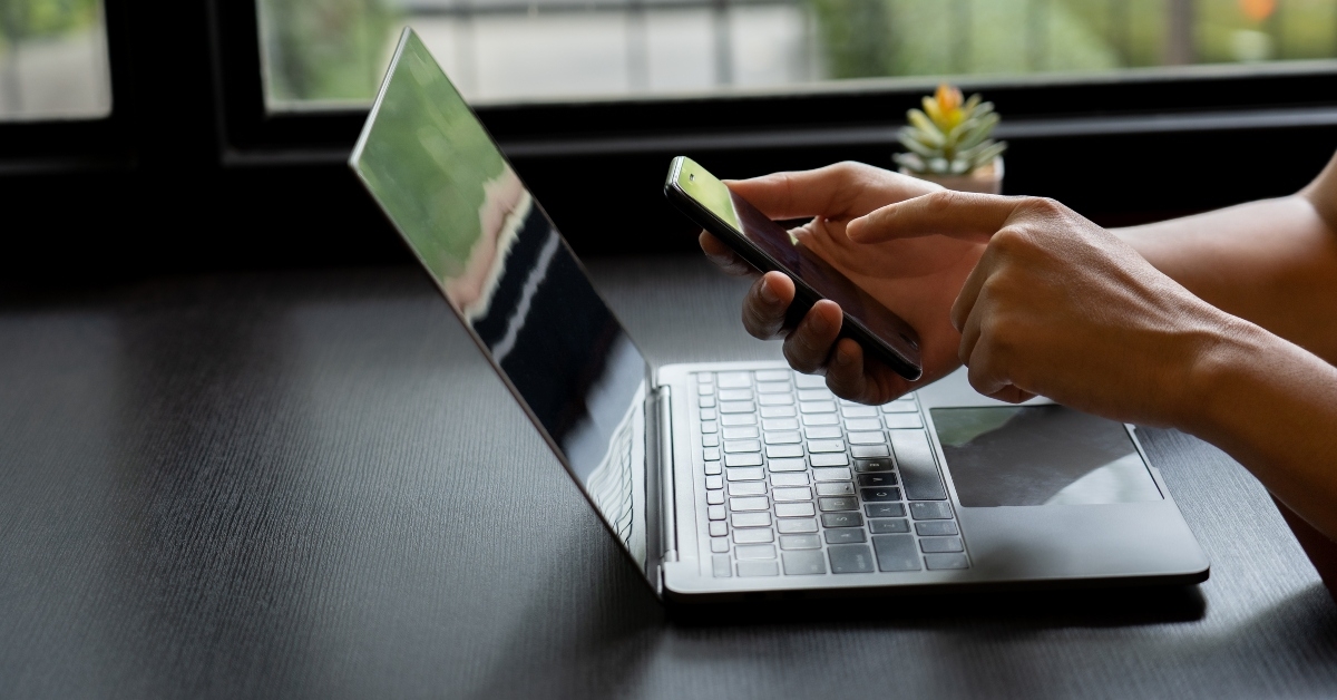 mobile phone and notebook