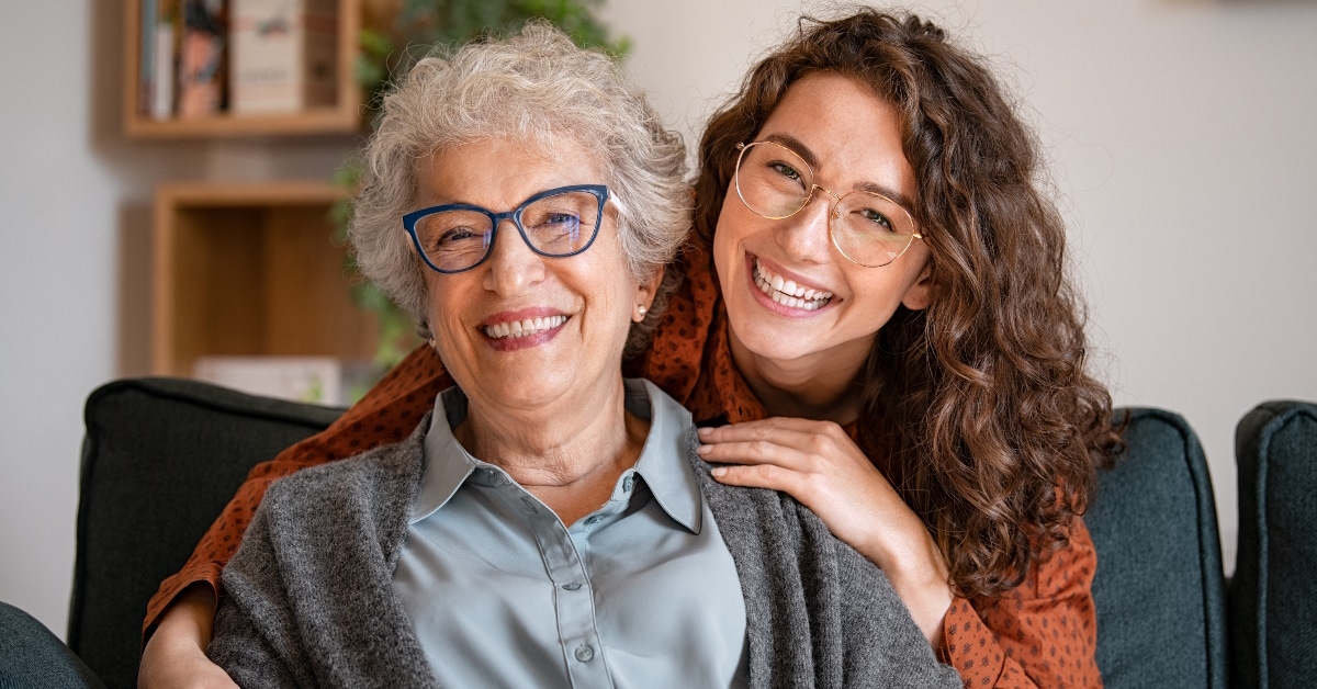 happy grand mother with grand daughter