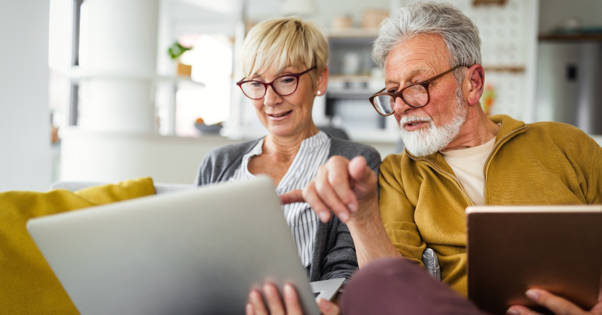 romantic senior couple hugging