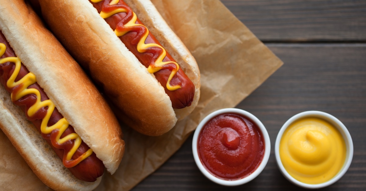 hot dogs with mustard and ketchup