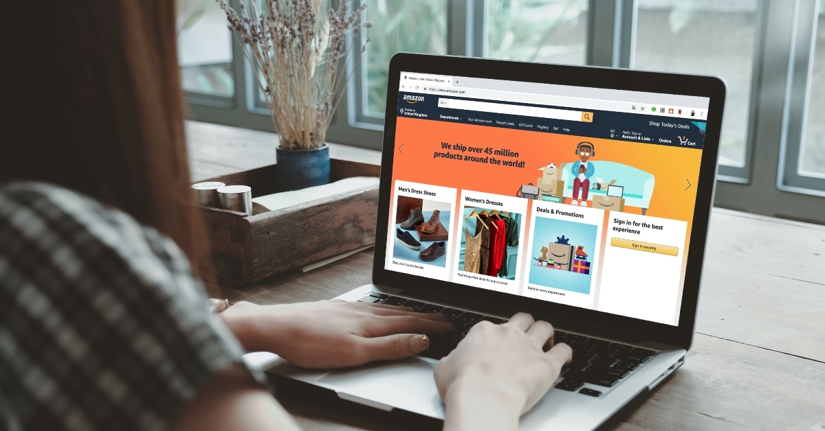 laptop showing Amazon logo