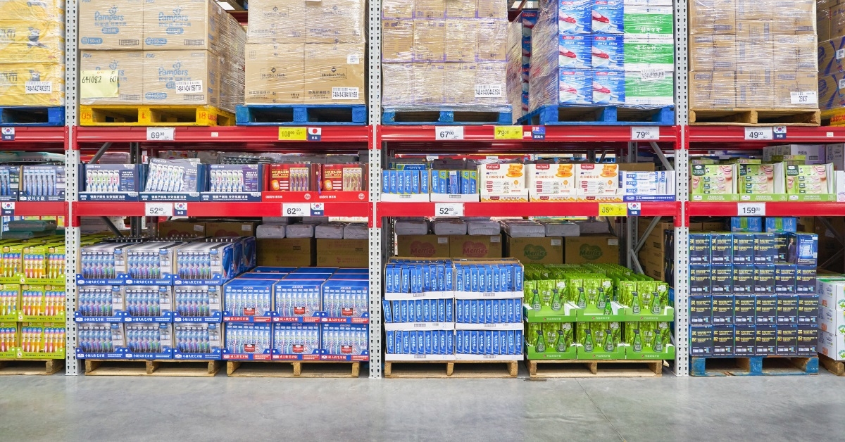 products on shelves at sam's club