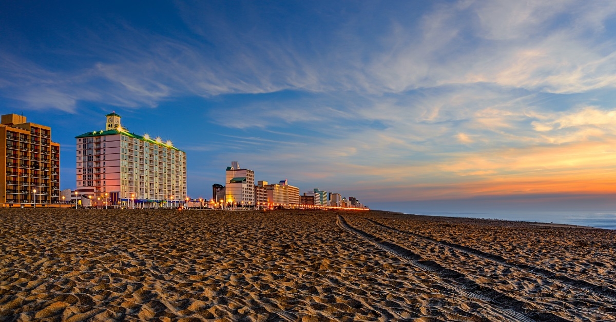 virginia beach at sunset