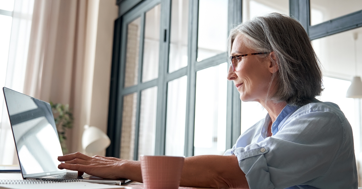 woman using laptop