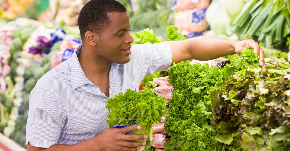 african american checking out fresh produce