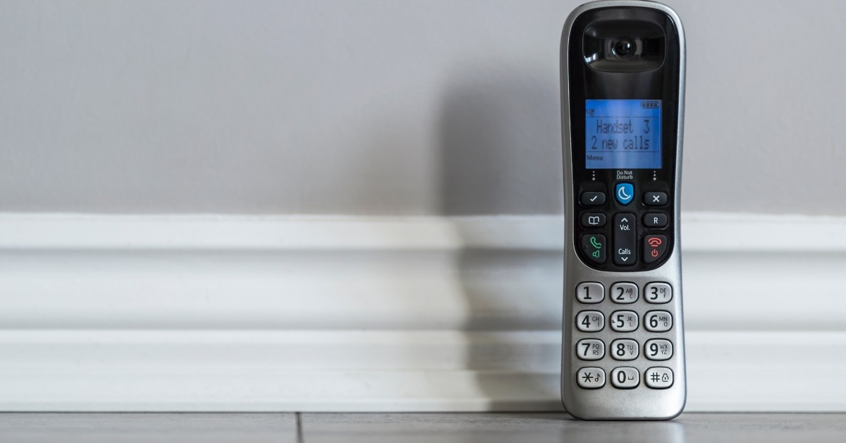 cordless telephone placed on floor