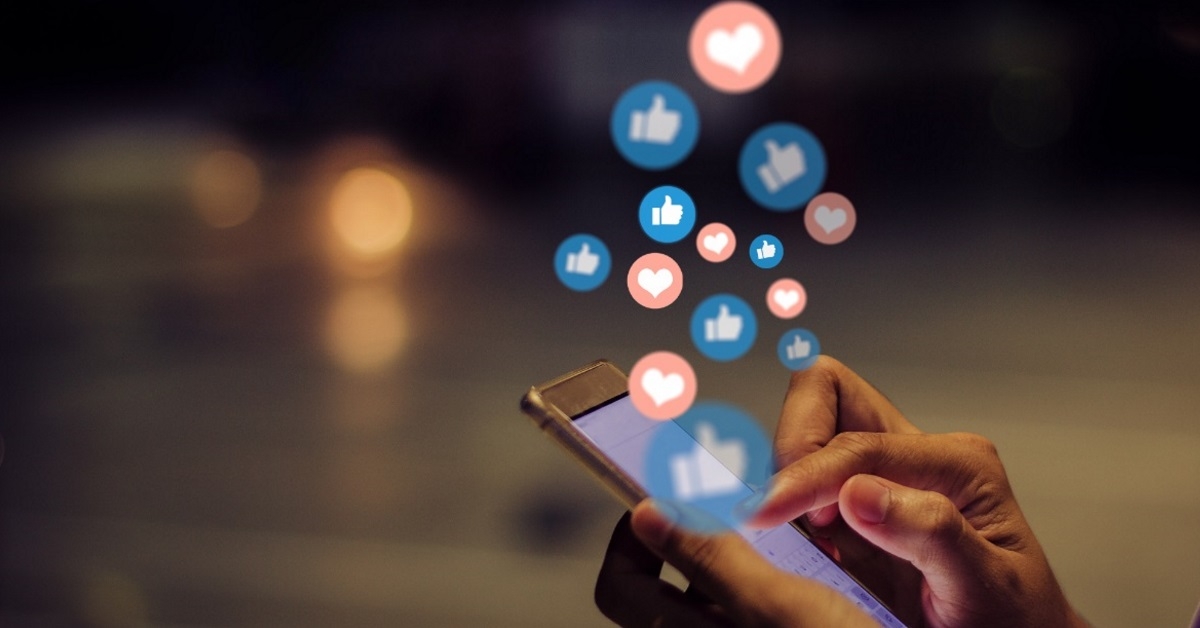 woman using social media on smartphone