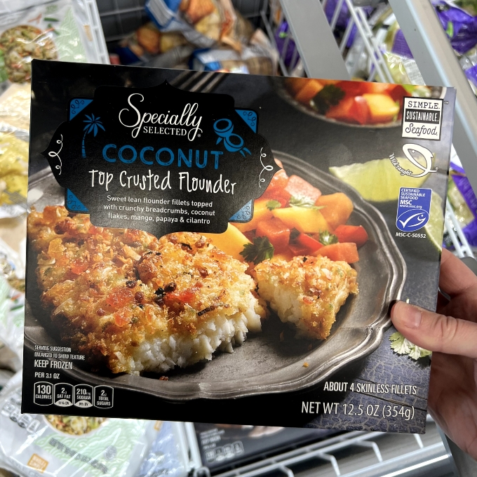 specially selected coconut top crusted flounder