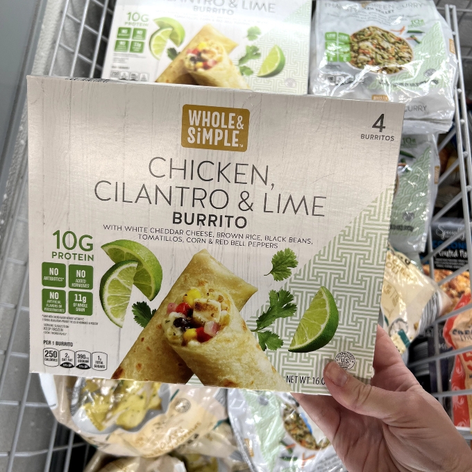 whole and simple chicken cilantro burrito