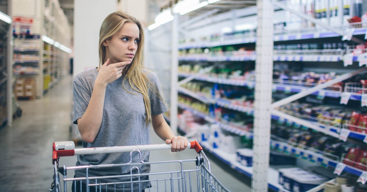 shopping thinking what to buy