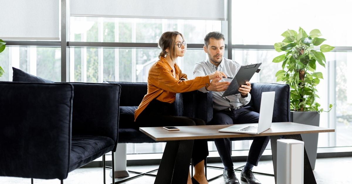 couple sitting on the comfortable sofa