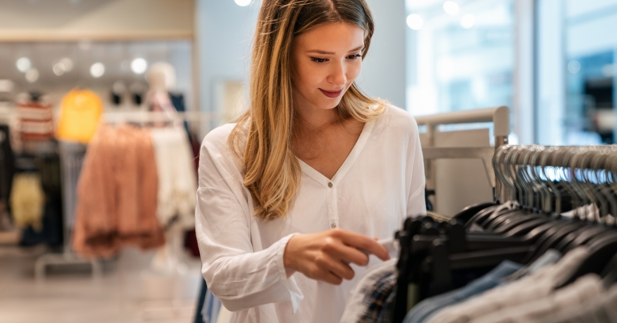 woman buying new clothes