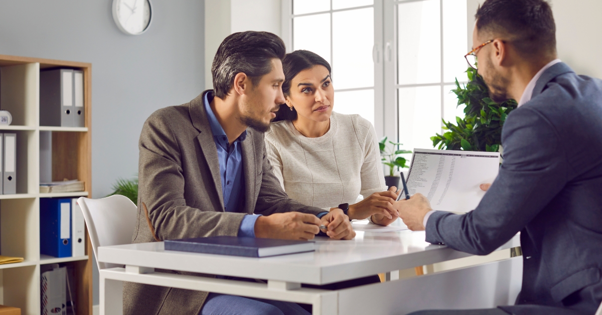 couple meeting with bank manager