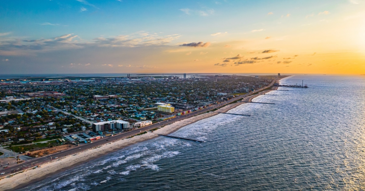 beach at galveston seawall