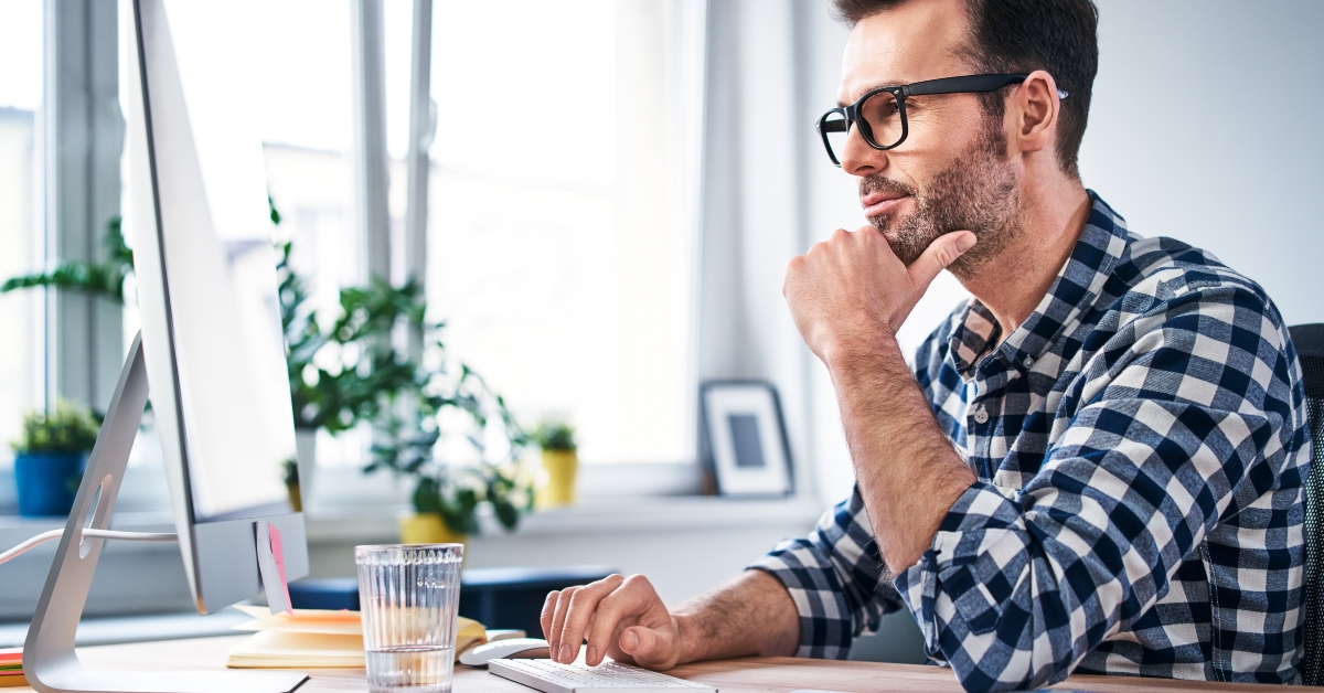 freelancer looking at computer