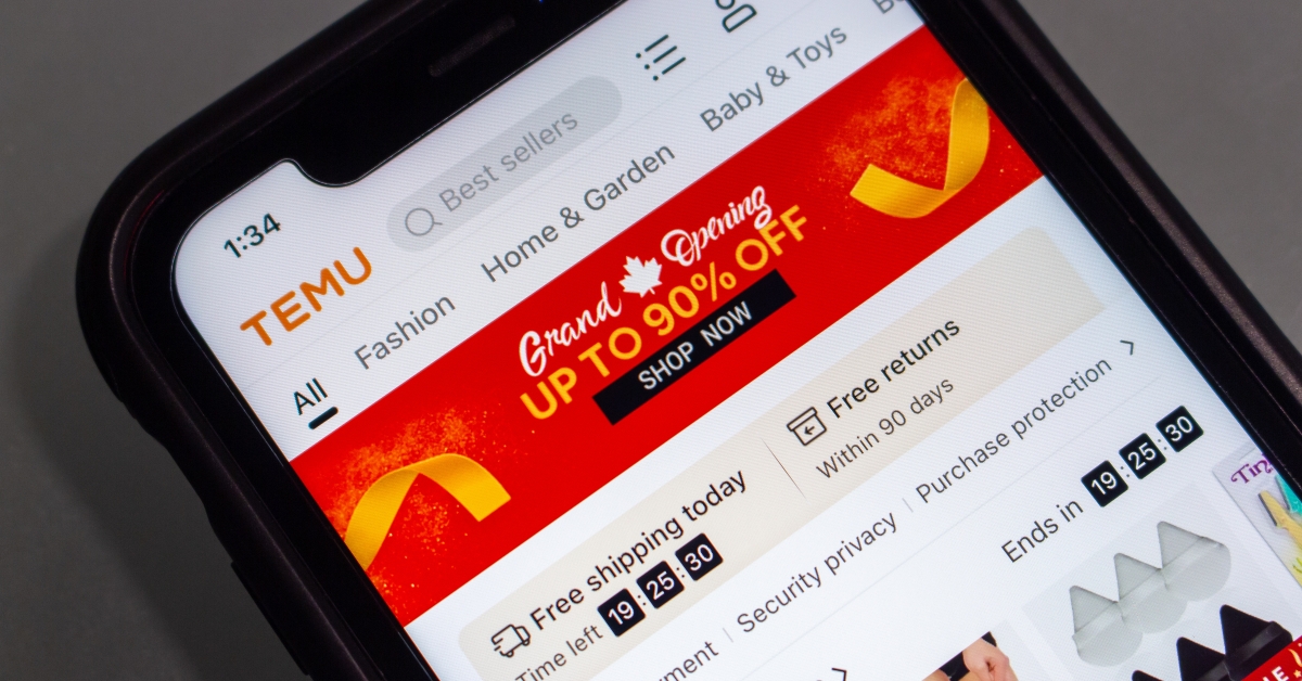 temu website seen in an iphone