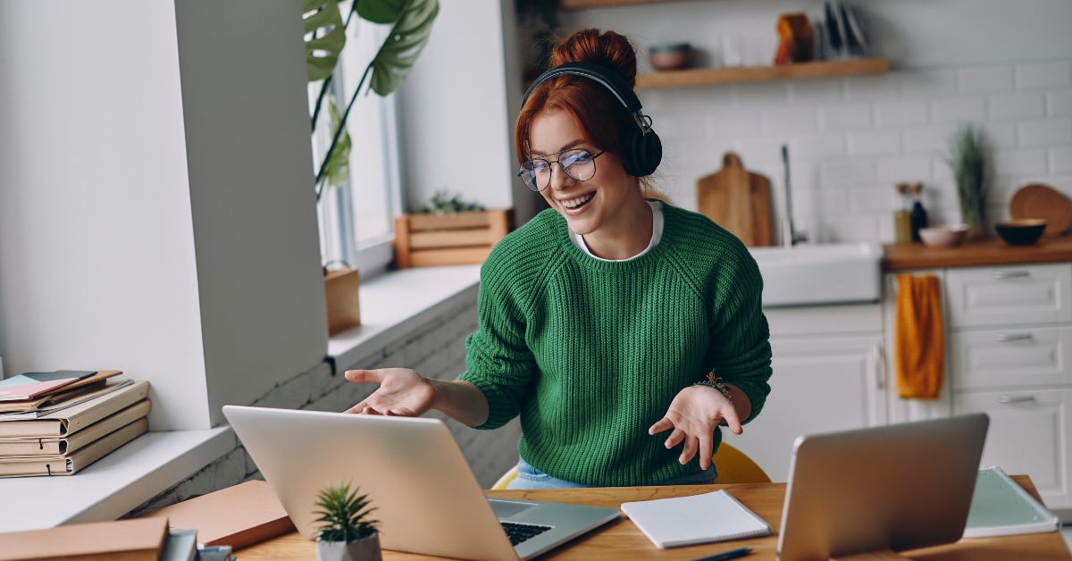 woman having web conference