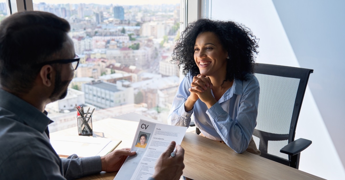 man holding african american woman cv