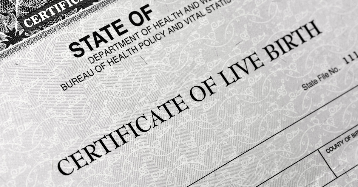 birth certificate for live baby born