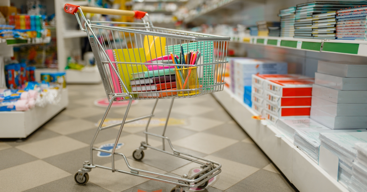 cart with office supplies