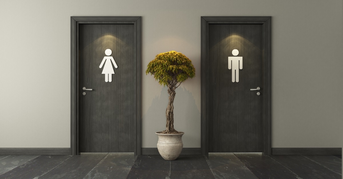 modern male and female restrooms