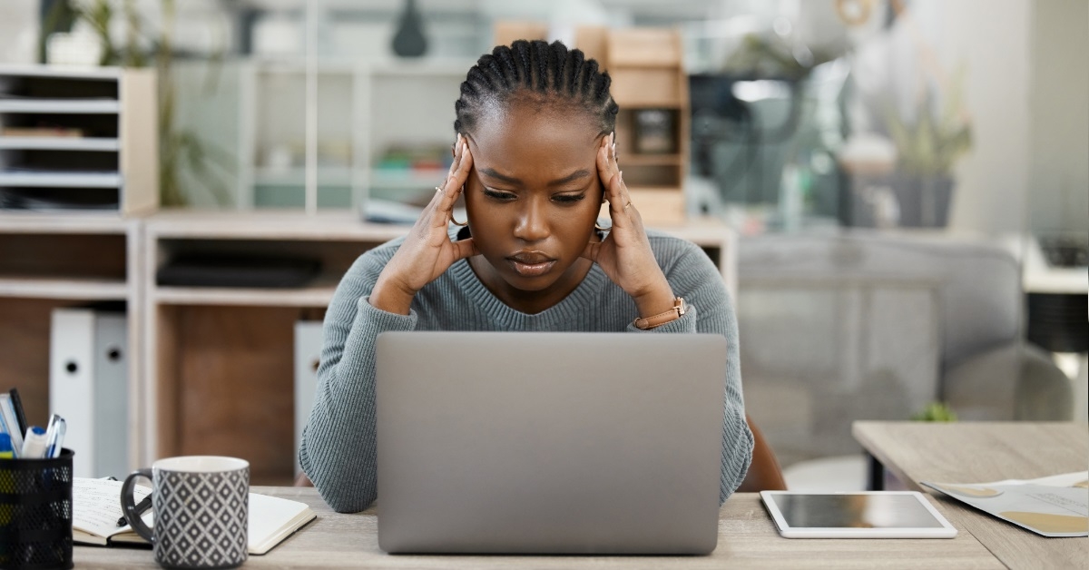 stressed african american business woman 