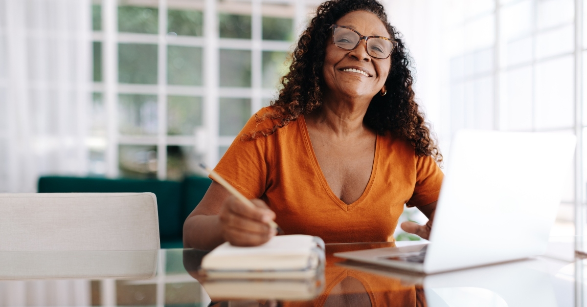 mature woman planning her retirement
