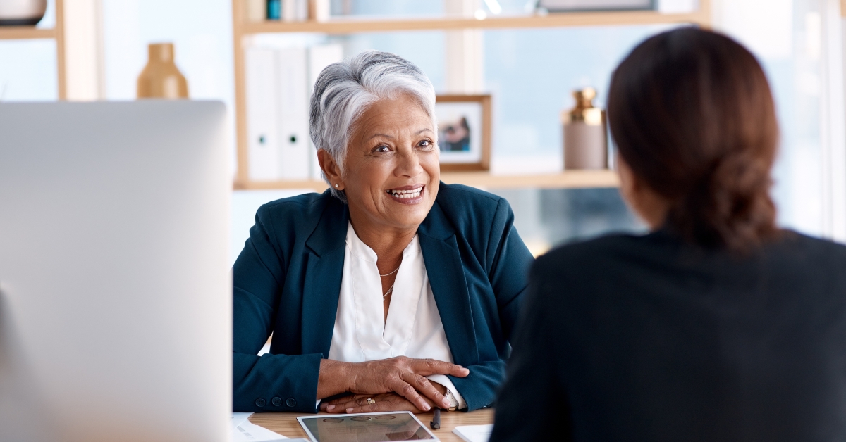 senior manager in job interview