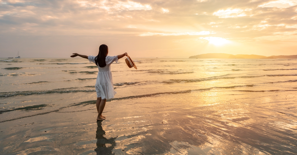 sunset on the tranquil beach