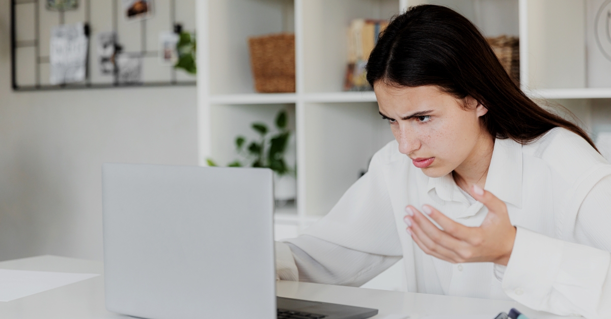 angry woman at home office