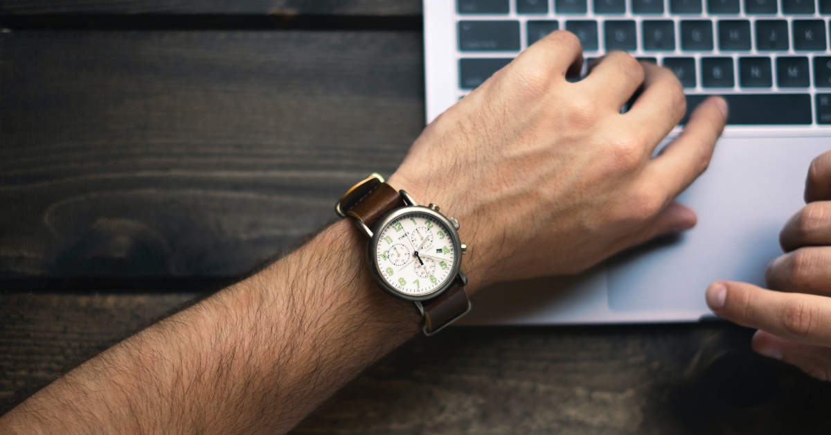 brown and white watch