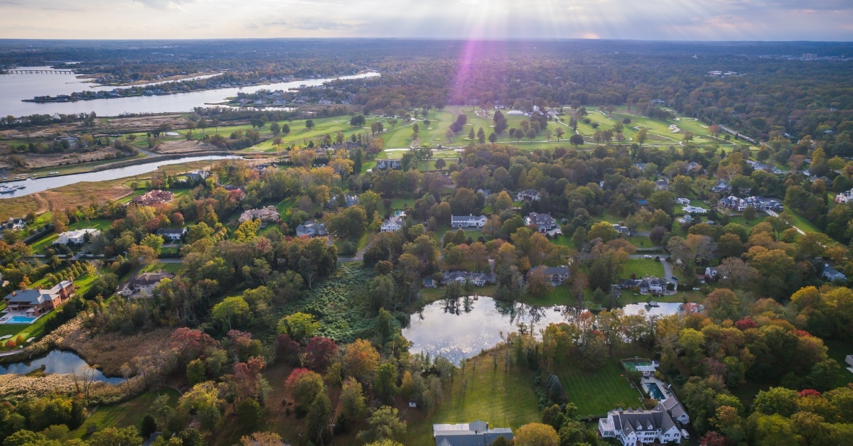 aerial shot of rumson new jersey