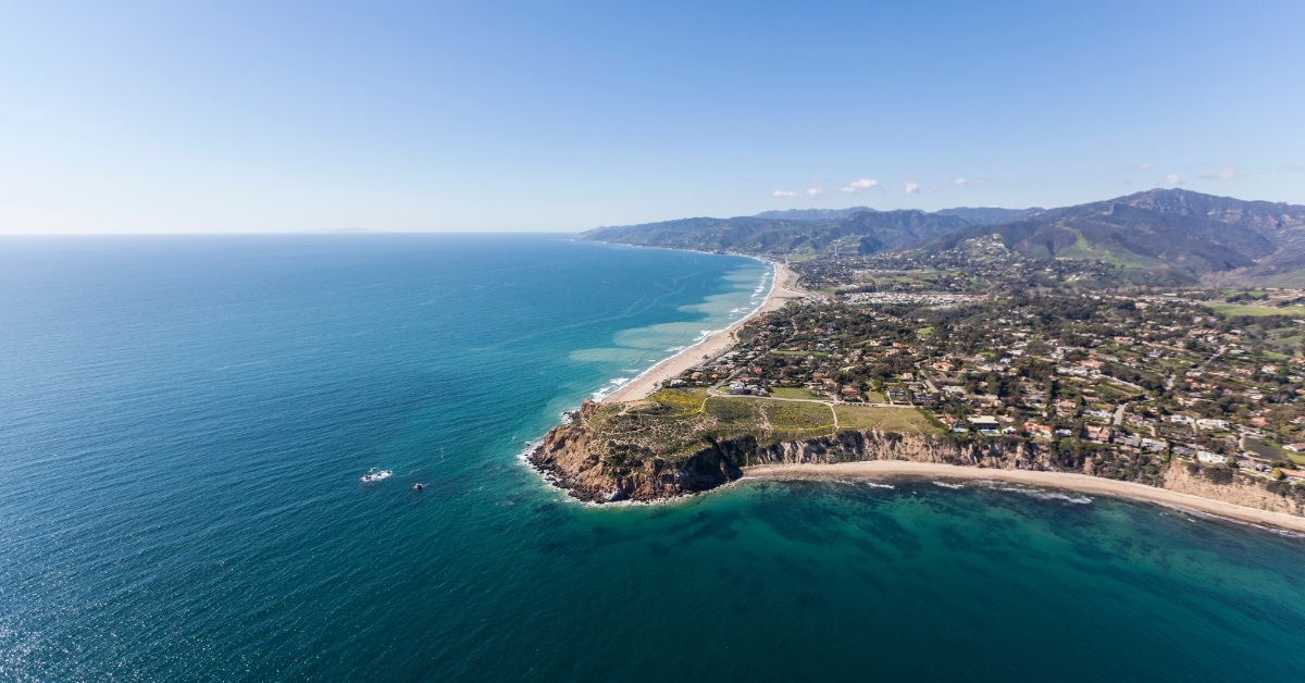 dume beaches in malibu from above