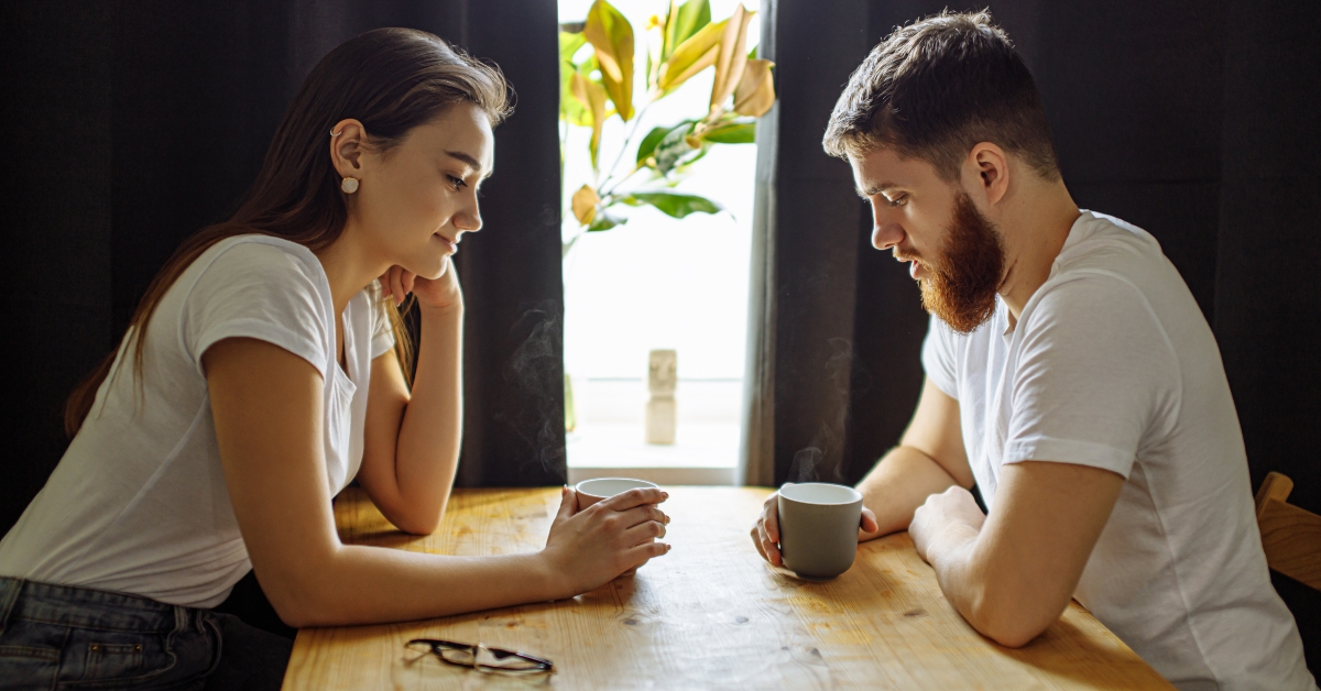 married couple having conversation