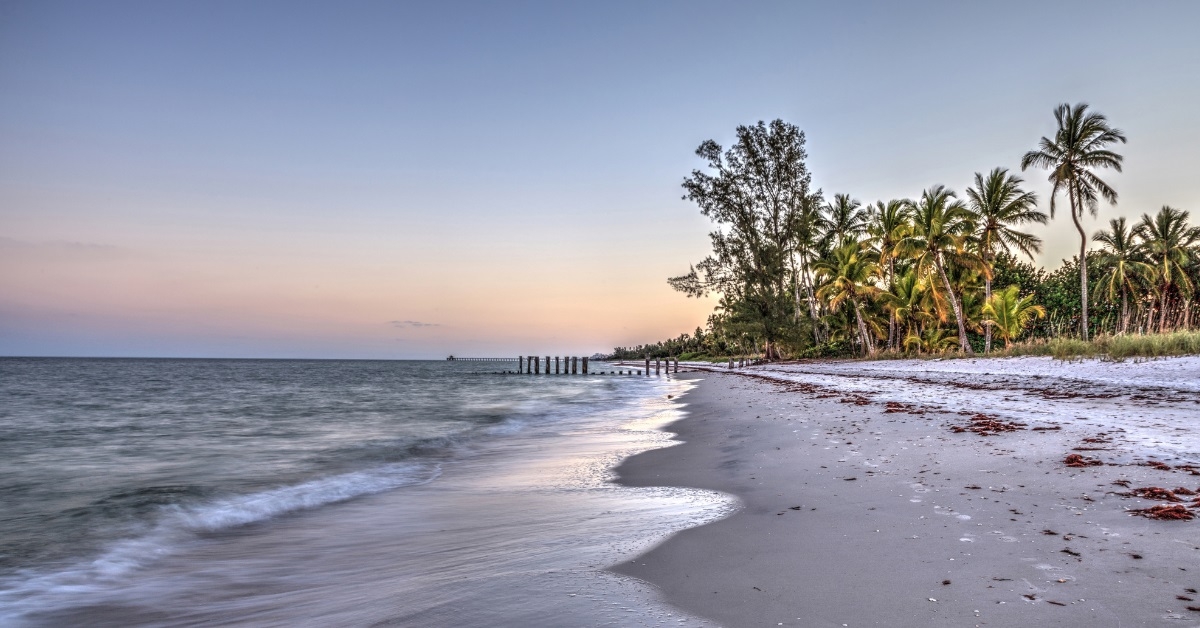 port royal beach shoreline at sunrise