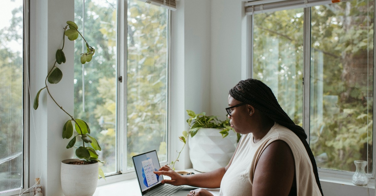 african american woman working from home