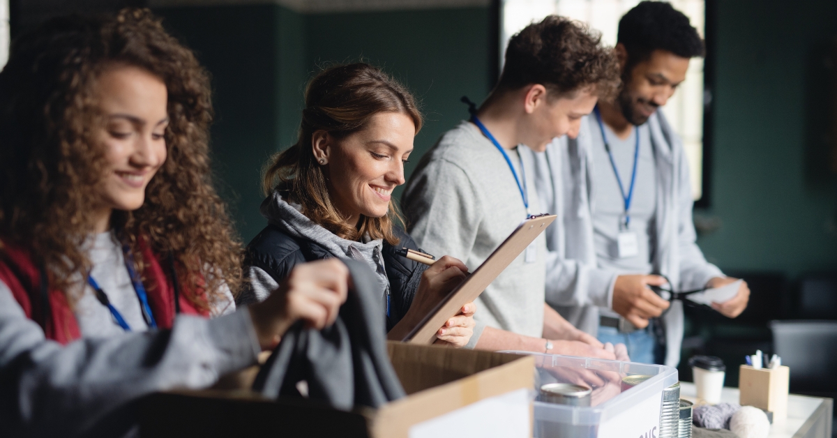 volunteers working in community charity