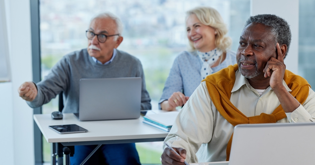 senior student is following lecture