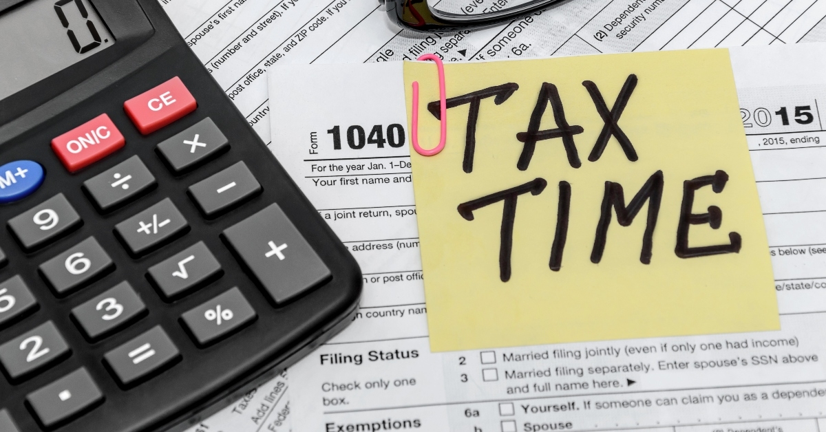 tax form with calculator