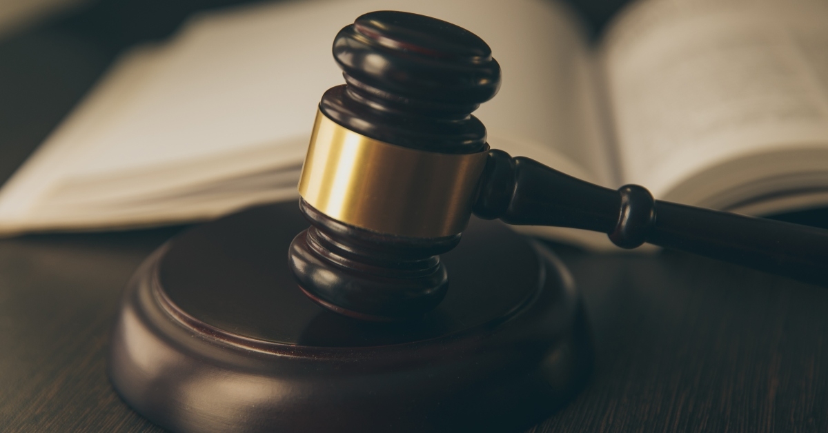 wooden judges gavel on table