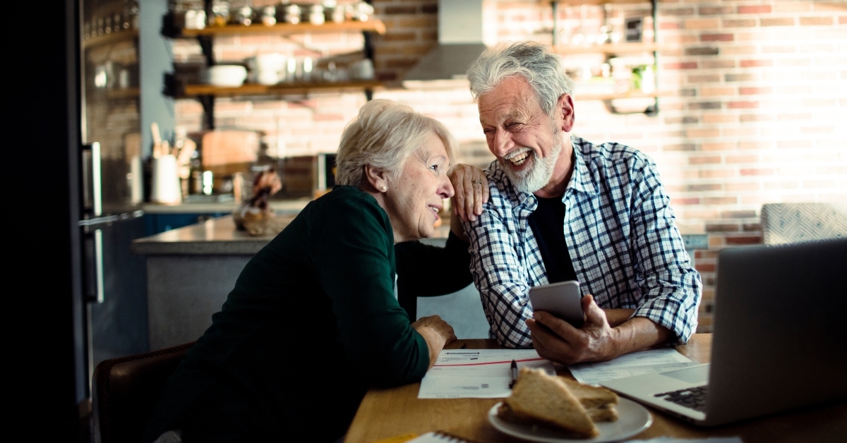 senior couple using a smartphone