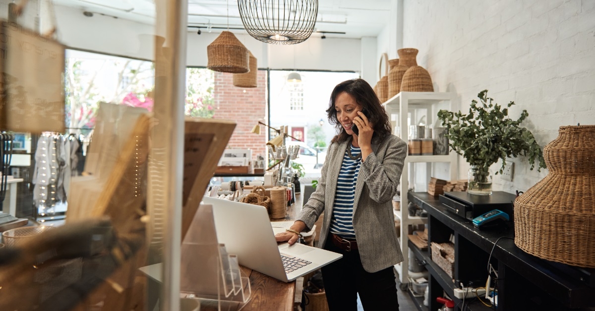 business woman on call at work