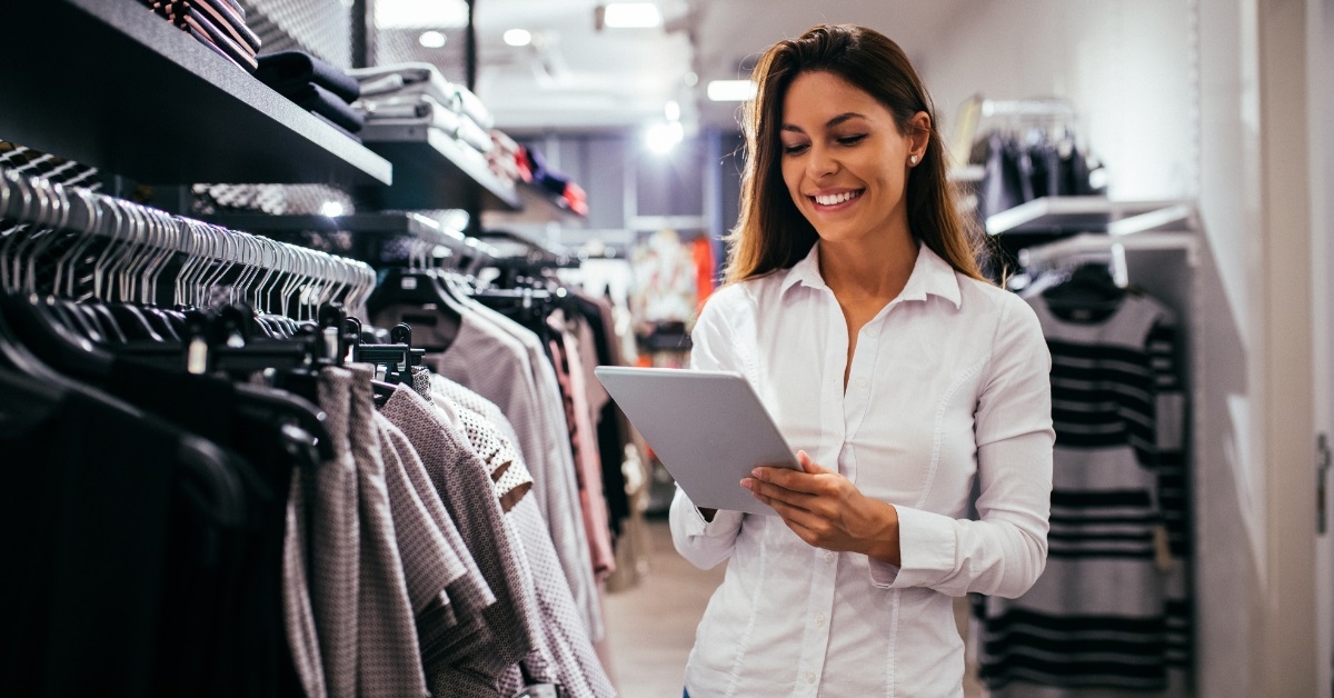 sales agent reviewing inventory using tablet