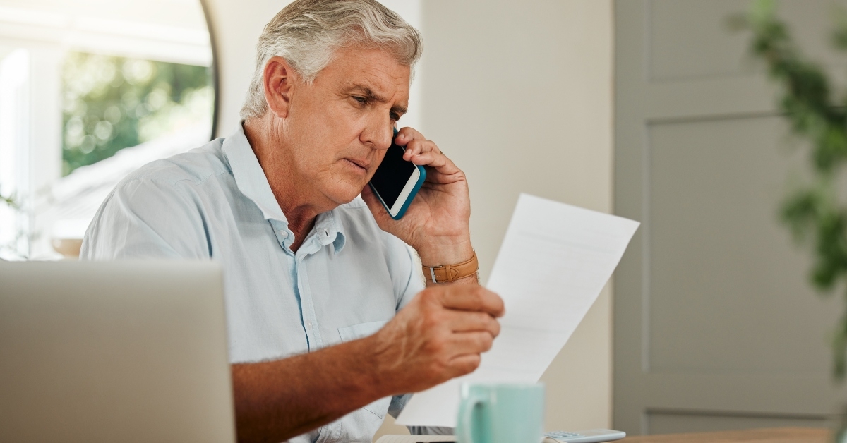 senior man on a phone call