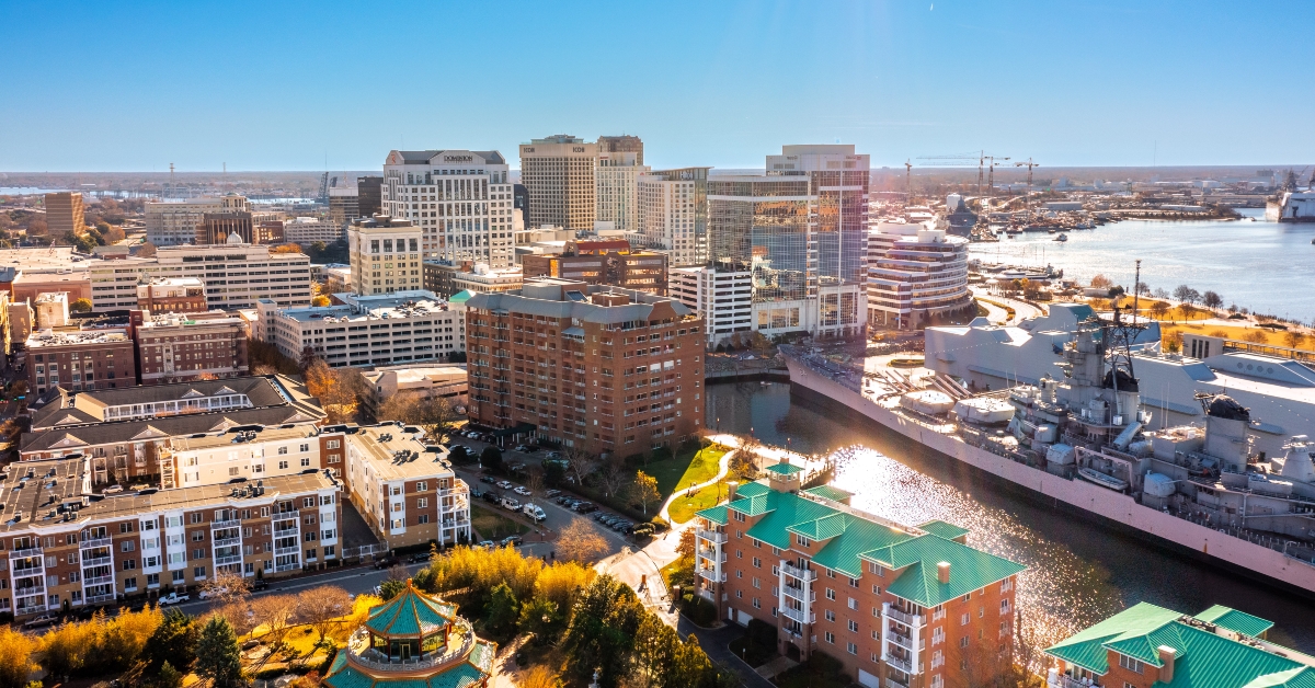 aerial view of norfolk virginia