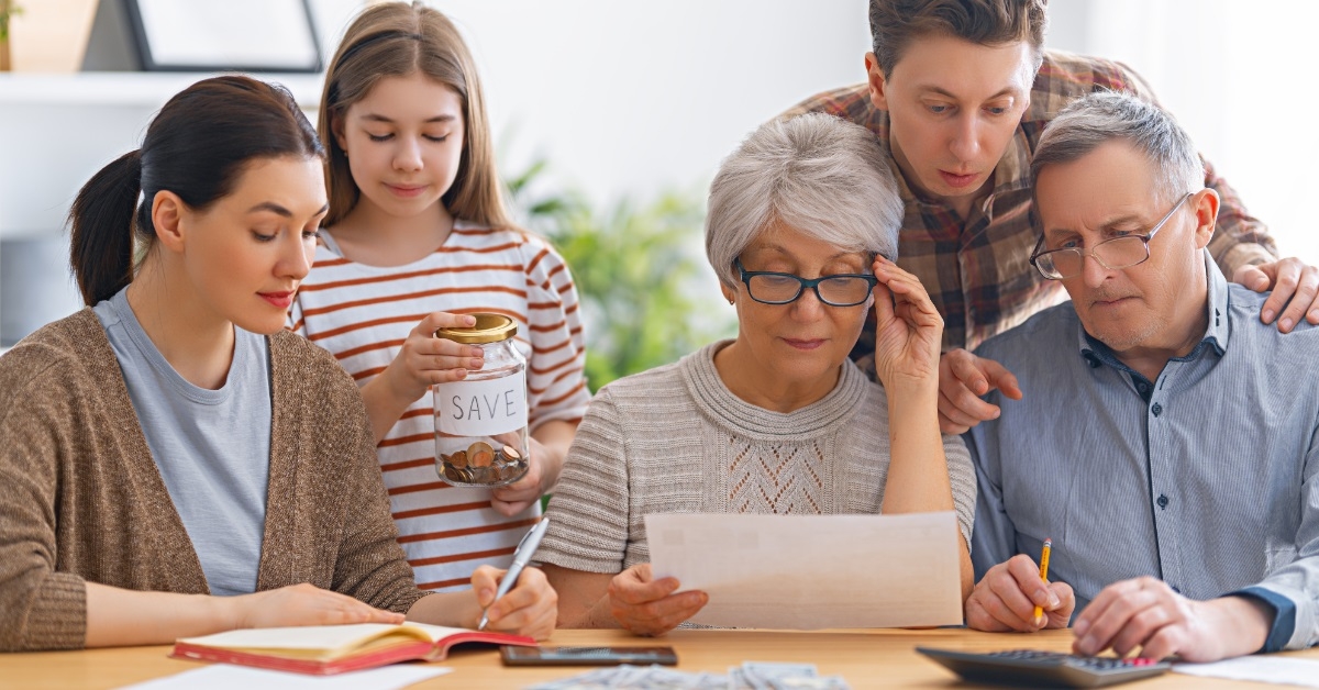 family reviewing budget together