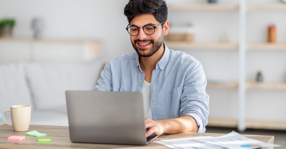 freelancer sitting at desk