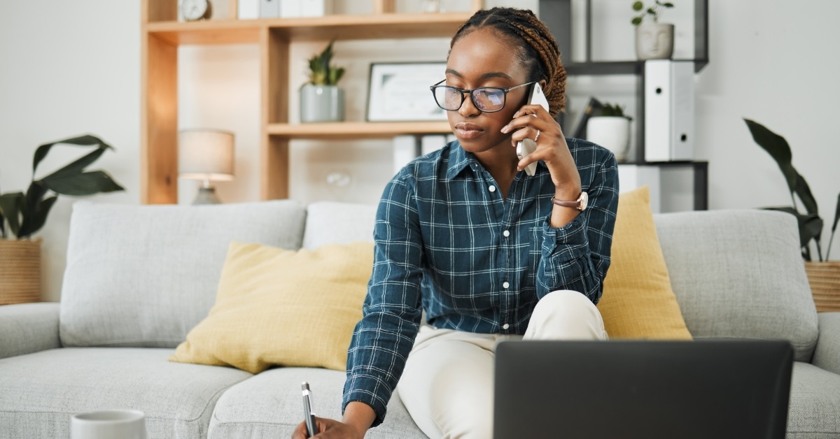 african american woman working from home